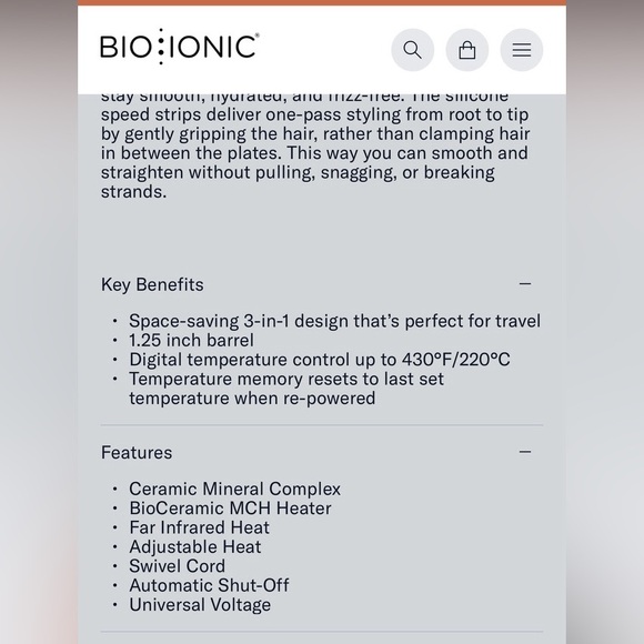 Bio Ionic One pass Flat Iron. 1 inch Silicone plates. Used maybe 5-6 times - Picture 9 of 9